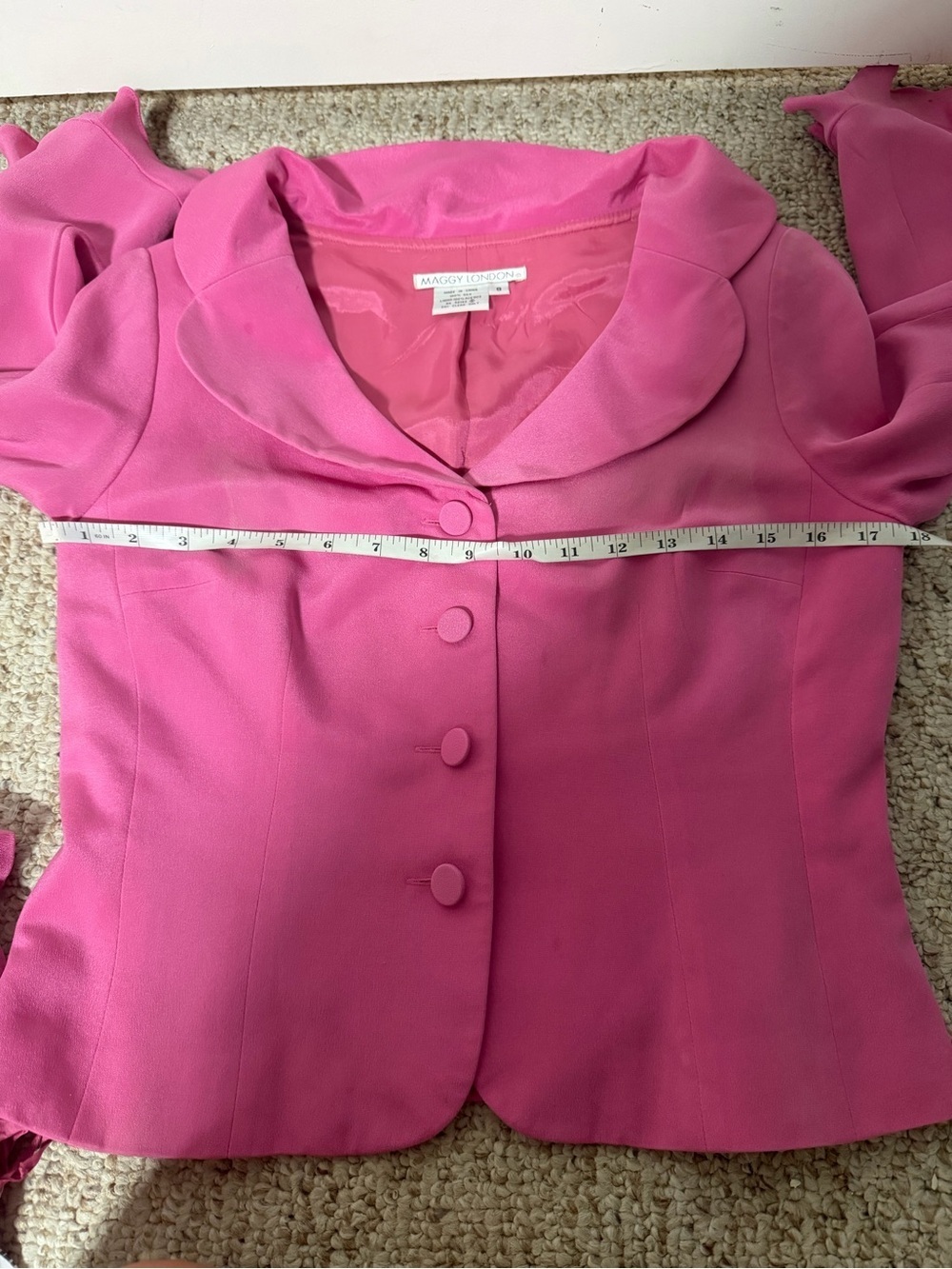 Maggy London silk Fuchsia  Two-Piece Skirt and blazer Set size 8 - Picture 7 of 8